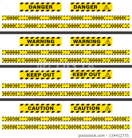 Illustration set of barricade tape to warn of danger 134412735