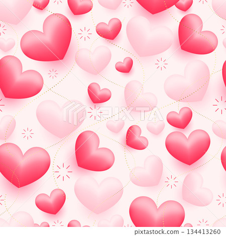 Seamless Pink Hearts Pattern Soft Decorative Background Seamless Pink Hearts Pattern Soft Decorative Background 134413260