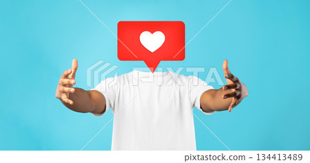 A person with outstretched arms symbolizes a warm embrace, while a heart icon hovers instead of their head. A person with outstretched arms symbolizes a warm embrace, while a heart icon hovers instead of their head. 134413489