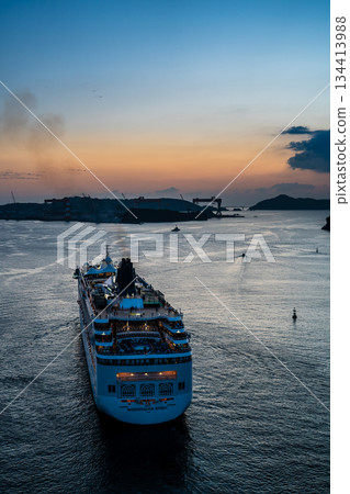 Departing Nagasaki Port from the Megami Bridge (Norwegian Spirit) [Nagasaki City] 134413988