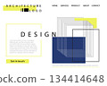Website page about to architecture with square design on white background. 134414648