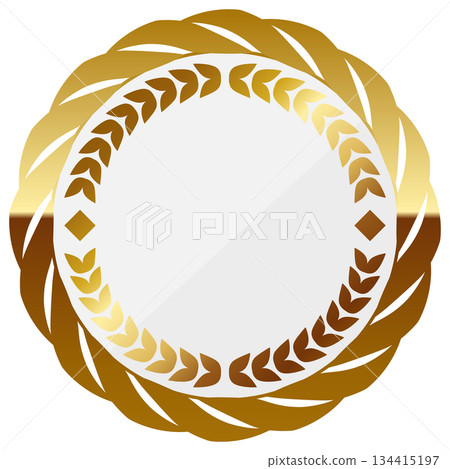 Luxurious metallic frame in white and gold 134415197