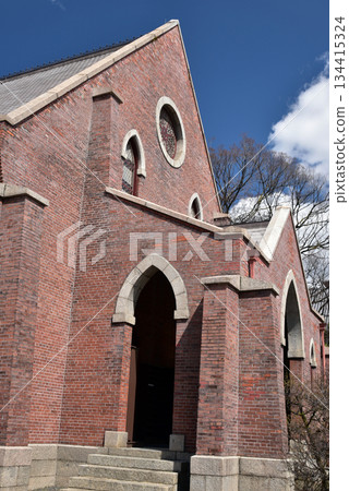 Doshisha Chapel shining against the blue sky Doshisha Chapel shining against the blue sky 134415324