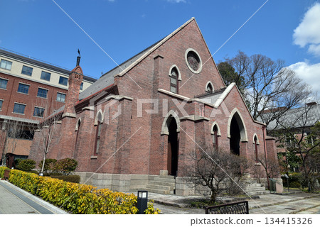 Doshisha Chapel shining against the blue sky Doshisha Chapel shining against the blue sky 134415326