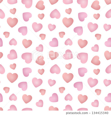 Seamless pattern in the form of pastel pink hearts. Gradient three-dimensional hearts. A cute and romantic background for Valentine's Day, weddings, or children's birthdays. A lovely decoration. 134415340