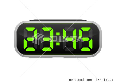 Digital Clock on white background. Alarm with digital number design. Clock icon for hour, watch, alarm signs. Vector illustration. 134415794