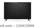 4K TV flat screen realistic. TV flat screen lcd, plasma, tv mock up. Vector illustration. 134415808
