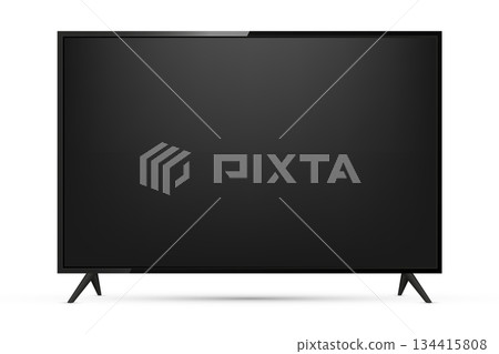 4K TV flat screen realistic. TV flat screen lcd, plasma, tv mock up. Vector illustration. 4K TV flat screen realistic. TV flat screen lcd, plasma, tv mock up. Vector illustration. 134415808