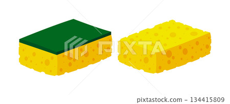 Scrub Sponge. Dish washing tool. Housing floor washing and scrubbing cleaning brush. Concept of cleanliness. Vector illustration. Scrub Sponge. Dish washing tool. Housing floor washing and scrubbing cleaning brush. Concept of cleanliness. Vector illustration. 134415809