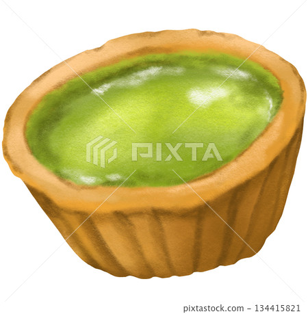 Green tea egg tart matcha power mix bakery baked bakery hand painting illustration Green tea egg tart matcha power mix bakery baked bakery hand painting illustration 134415821