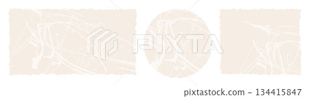 Old Scratched Paper Background Set. Distorted Retro Texture Jagged Rectangle, Square and Circle. Vector illustration. Isolated Aged empty vintage sheet for poster, template, banner and decor. Not AI Old Scratched Paper Background Set. Distorted Retro Texture Jagged Rectangle, Square and Circle. Vector illustration. Isolated Aged empty vintage sheet for poster, template, banner and decor. Not AI 134415847