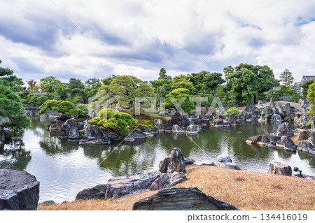京都府京都市中京區二條城二之丸庭園的深秋景色 134416019