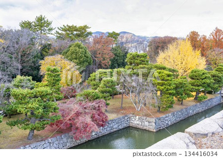 深秋的二條城：從天守閣遺址眺望護城河，京都市中京區 134416034