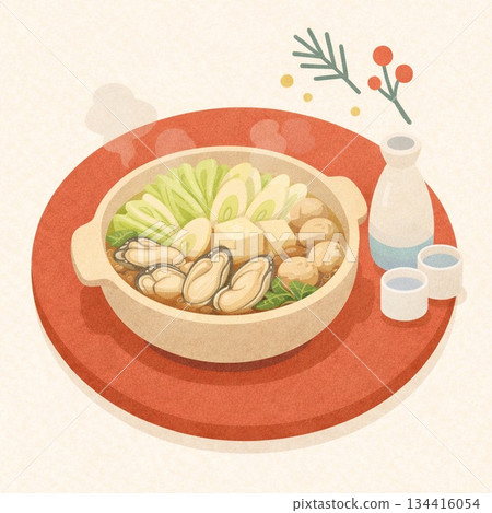 火鍋 | 家常菜插畫 | 硃砂圓桌生成式人工智慧 134416054