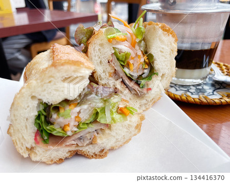 Banh Mi: A popular Vietnamese sandwich made with French bread. Banh Mi: A popular Vietnamese sandwich made with French bread. 134416370