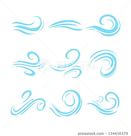 Wind gust and air flow icon set 134416379