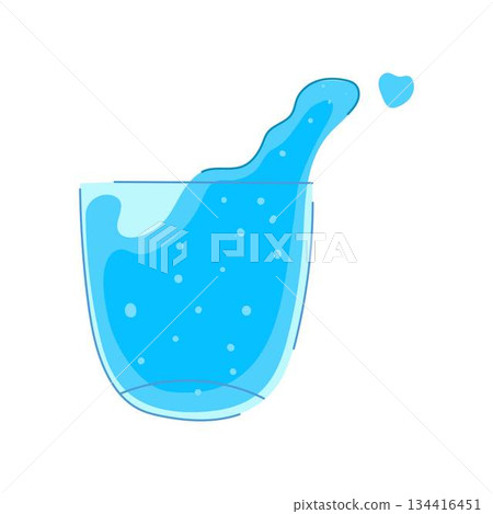 Water splashing from glass creating a heart shape drop Water splashing from glass creating a heart shape drop 134416451