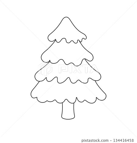 Simple Christmas tree outline illustration for coloring pages and holiday designs Simple Christmas tree outline illustration for coloring pages and holiday designs 134416458