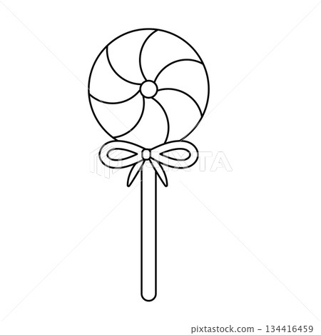 Cute candy lollipop outline illustration for coloring pages and Christmas designs Cute candy lollipop outline illustration for coloring pages and Christmas designs 134416459