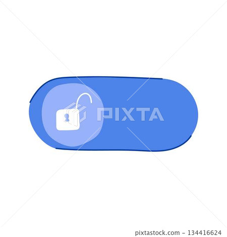 Unlocking digital security with an open padlock toggle switch Unlocking digital security with an open padlock toggle switch 134416624