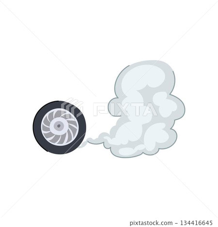 Car wheel generating smoke from burning rubber Car wheel generating smoke from burning rubber 134416645