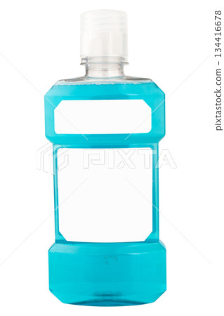 Blue mouthwash isolated on white background Blue mouthwash isolated on white background 134416678
