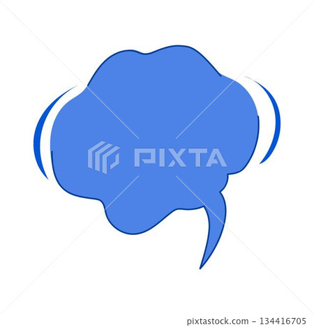 Blue comic thought bubble with dynamic emphasis 134416705