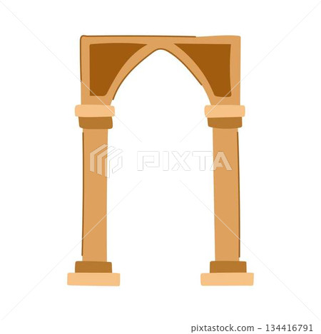 Ancient architectural archway with columns illustration Ancient architectural archway with columns illustration 134416791