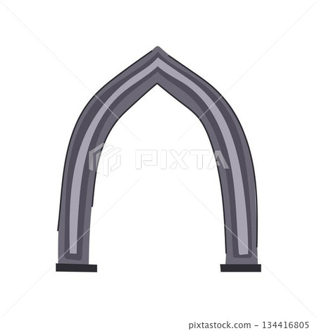Stone arch gate forming medieval passage entrance 134416805
