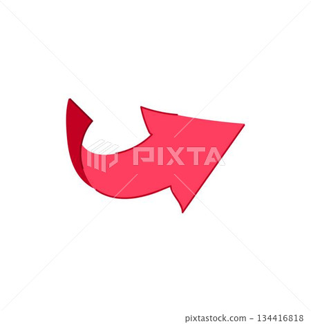 Red hand drawn arrow pointing right direction 134416818