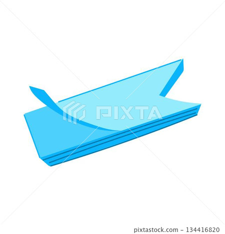 Blue sticky notes stack forming arrow shape 134416820