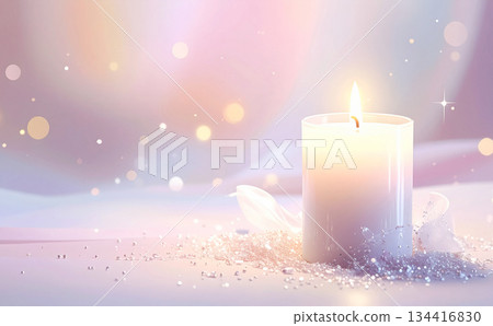 閃爍的蠟燭映襯著夢幻般的背景 134416830