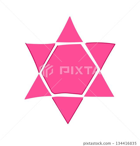 Hand drawn pink star of david symbol 134416835