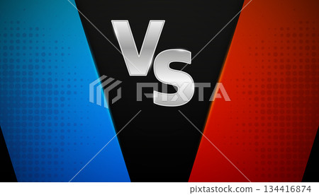 Versus Game cover. Banner sport vs. Competition vs Game Match. Team concept. Red or blue team. Vector illustration. Versus Game cover. Banner sport vs. Competition vs Game Match. Team concept. Red or blue team. Vector illustration. 134416874