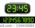 Digital Clock on white background. Alarm with digital number design. Clock icon for hour, watch, alarm signs. Vector illustration. 134416884