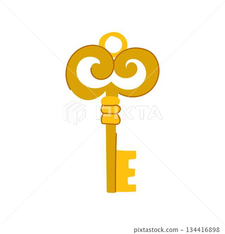Golden skeleton key unlocking mystery and security concept 134416898