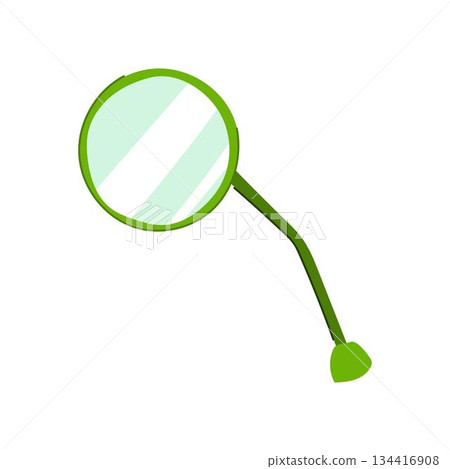 Green round rear view mirror isolated on white background Green round rear view mirror isolated on white background 134416908