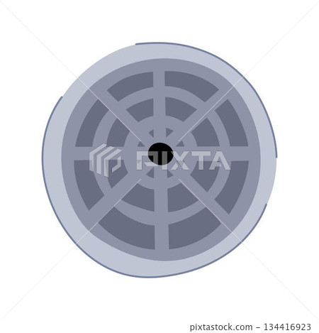 Round sewer manhole cover closing an underground system Round sewer manhole cover closing an underground system 134416923