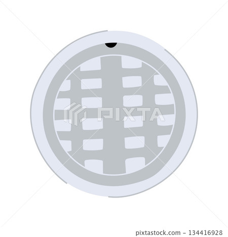 Round manhole cover symbolizing urban infrastructure access 134416928