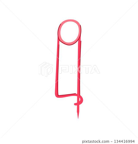 Pink safety pin abstract minimalist line illustration Pink safety pin abstract minimalist line illustration 134416994