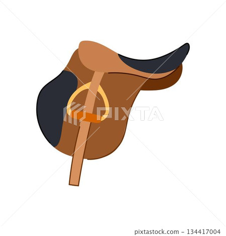 Equestrian riding saddle with stirrup flat design 134417004