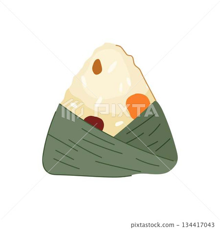 Zongzi triangle rice dumpling wrapped in bamboo leaf 134417043