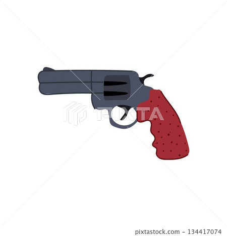 Revolver with red grip illustrating crime and danger Revolver with red grip illustrating crime and danger 134417074