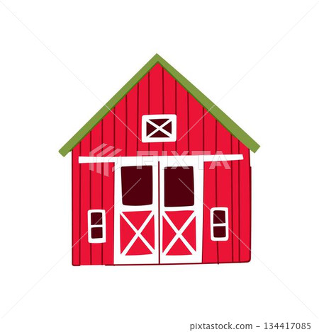 Red barn building icon representing agriculture and farming 134417085