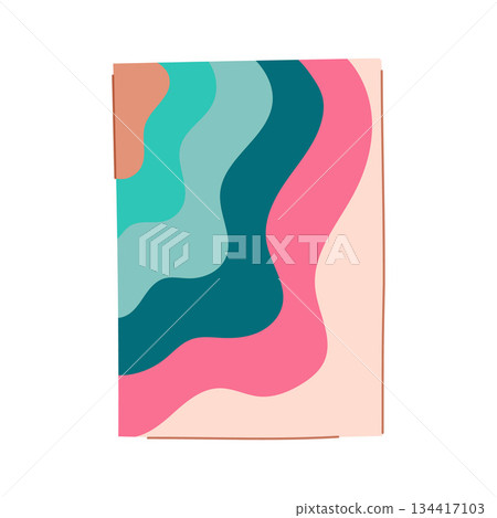 Retro 70s aesthetic wavy abstract background design 134417103
