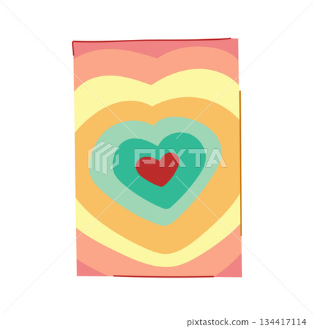 Retro rainbow color heart shapes pattern background 134417114