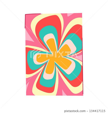 Abstract retro groovy flower pattern creating vibrant wavy illustration Abstract retro groovy flower pattern creating vibrant wavy illustration 134417115