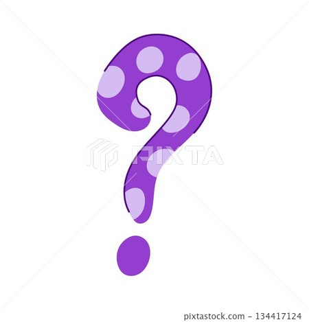 Purple polka dot question mark symbol indicating uncertainty Purple polka dot question mark symbol indicating uncertainty 134417124
