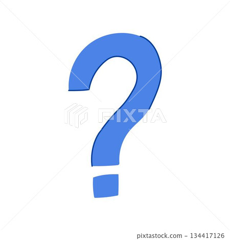 Blue question mark drawing asking for answers Blue question mark drawing asking for answers 134417126