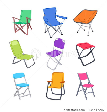 Portable folding chairs creating a collection of outdoor furniture Portable folding chairs creating a collection of outdoor furniture 134417207